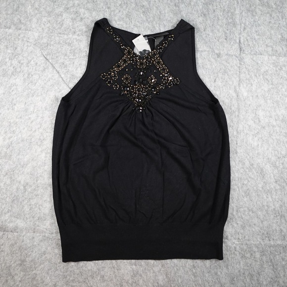 Lane Bryant Tops - Lane Bryant Top Women 18/20 Black NWT Beaded Embellished Jewel Sleeveless Knit